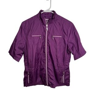 Storm Pack Women's Size Medium Short Sleeve Windbreaker Jacket Purple Zip‎ Front